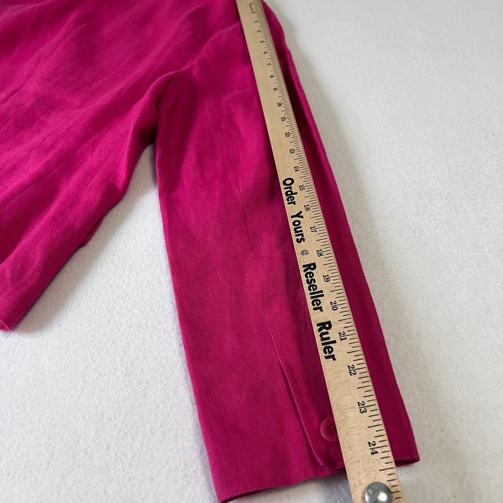 Talbots Blazer Womens 12 Fuschia Pink Irish Linen Colorful Jacket Wedding Summer - Picture 9 of 16
